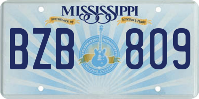 MS license plate BZB809