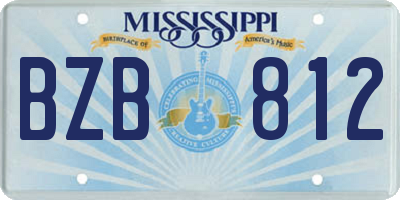 MS license plate BZB812