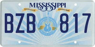 MS license plate BZB817