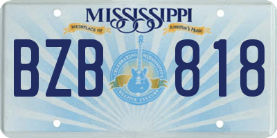 MS license plate BZB818