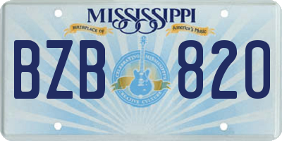 MS license plate BZB820