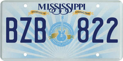 MS license plate BZB822