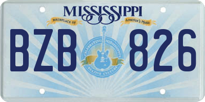 MS license plate BZB826