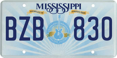 MS license plate BZB830