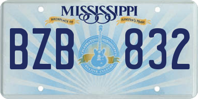 MS license plate BZB832