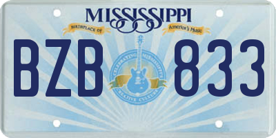 MS license plate BZB833