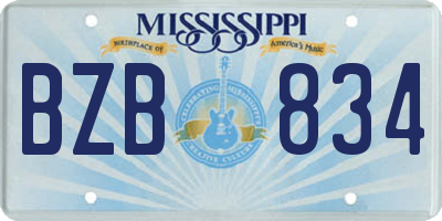 MS license plate BZB834