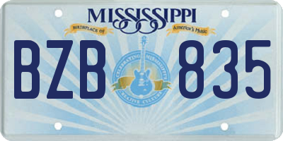 MS license plate BZB835