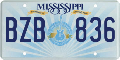 MS license plate BZB836