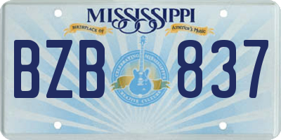 MS license plate BZB837