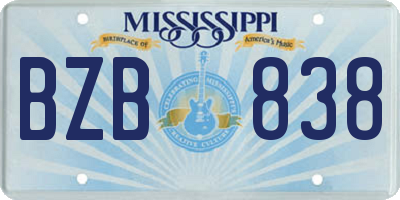 MS license plate BZB838