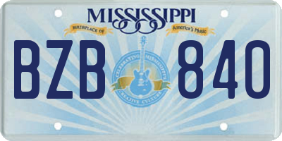 MS license plate BZB840
