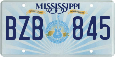 MS license plate BZB845