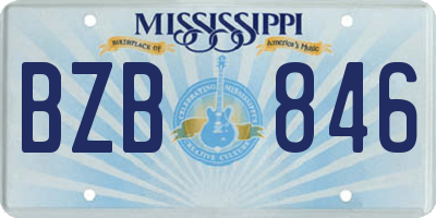MS license plate BZB846