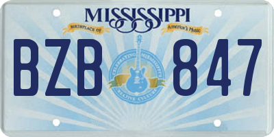 MS license plate BZB847