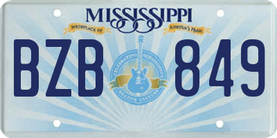 MS license plate BZB849