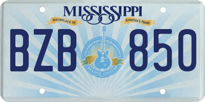 MS license plate BZB850