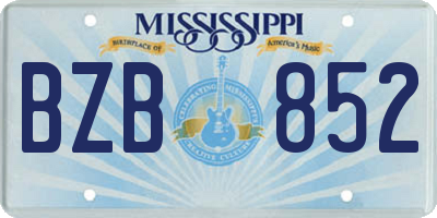 MS license plate BZB852