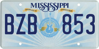 MS license plate BZB853