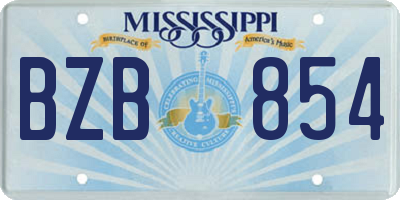 MS license plate BZB854