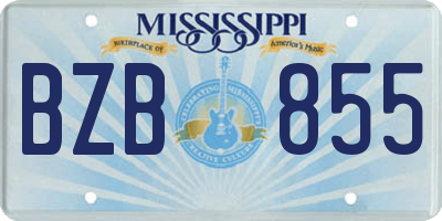 MS license plate BZB855