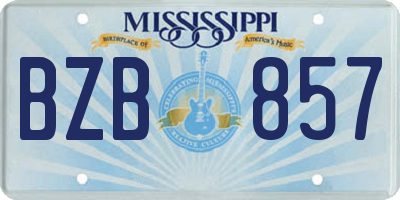 MS license plate BZB857