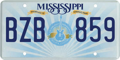 MS license plate BZB859
