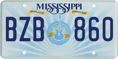 MS license plate BZB860