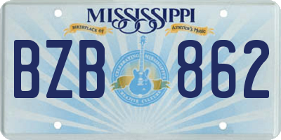 MS license plate BZB862