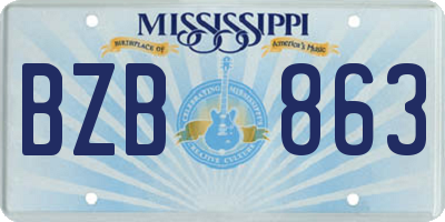 MS license plate BZB863