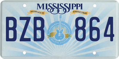 MS license plate BZB864