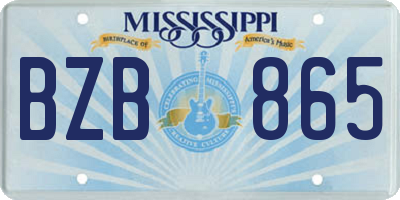 MS license plate BZB865
