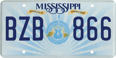 MS license plate BZB866