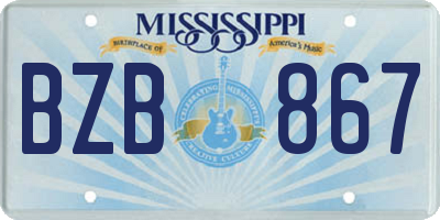 MS license plate BZB867