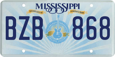 MS license plate BZB868