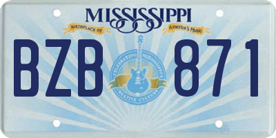 MS license plate BZB871