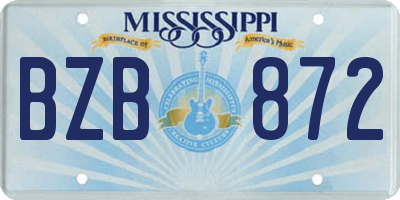 MS license plate BZB872