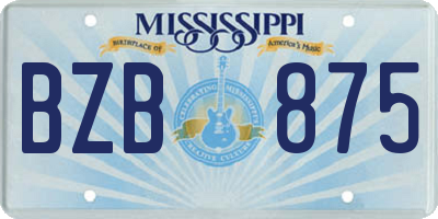 MS license plate BZB875
