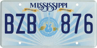 MS license plate BZB876
