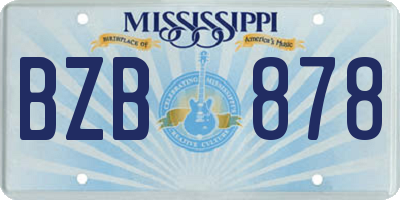 MS license plate BZB878