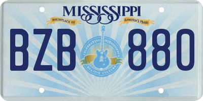 MS license plate BZB880