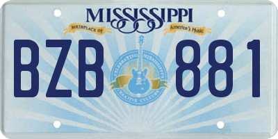 MS license plate BZB881