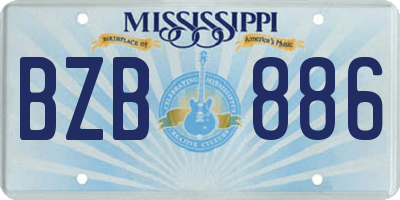 MS license plate BZB886