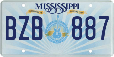 MS license plate BZB887