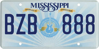 MS license plate BZB888