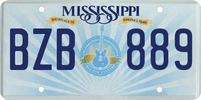 MS license plate BZB889