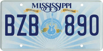 MS license plate BZB890
