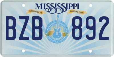 MS license plate BZB892