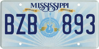 MS license plate BZB893