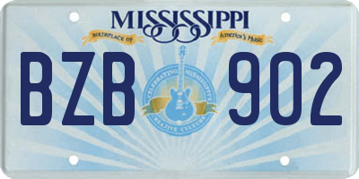 MS license plate BZB902